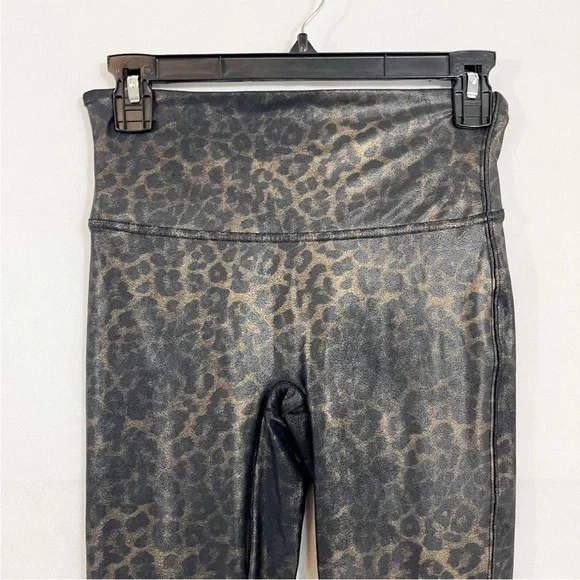 Spanx Metallic Leopard Print Leggings Brown & Black - Women's Size Medium - Picture 6 of 6